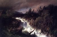 Herman Herzog - Mountain Landscape and Waterfall